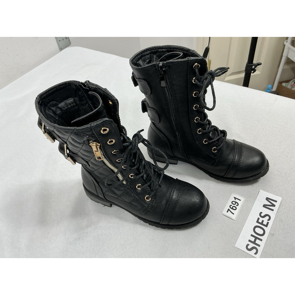 Girls Excellent Link Mango Quilted Midcalf Moto Boots Sz 13 Black Buckle Accents
